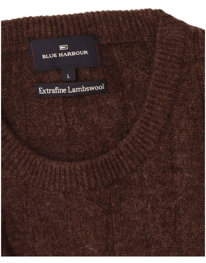 Marks & Spencer - Jersey de cuello redondo para hombre, color azul, talla grande, color marrón