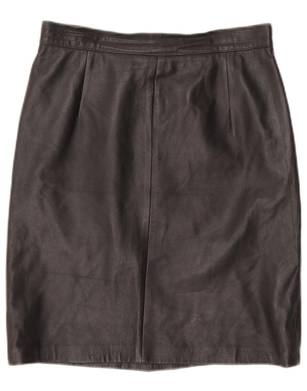 Falda de cuero vintage para mujer IT 46 Grande W32 Cuero negro