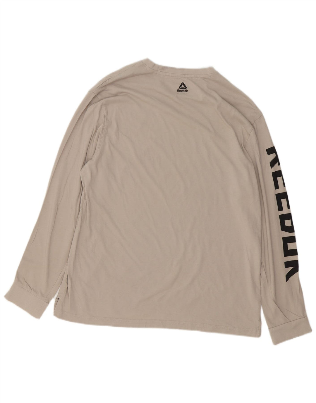 Reebok Camiseta gráfica para hombre de manga larga de algodón gris grande