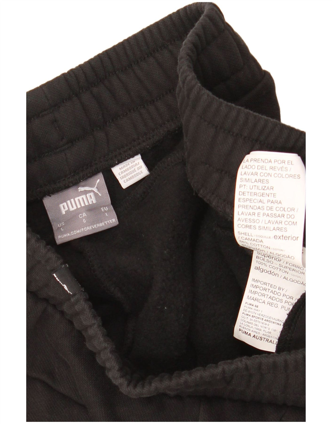 PUMA Pantalones de chándal para hombre Joggers Large Black Cotton