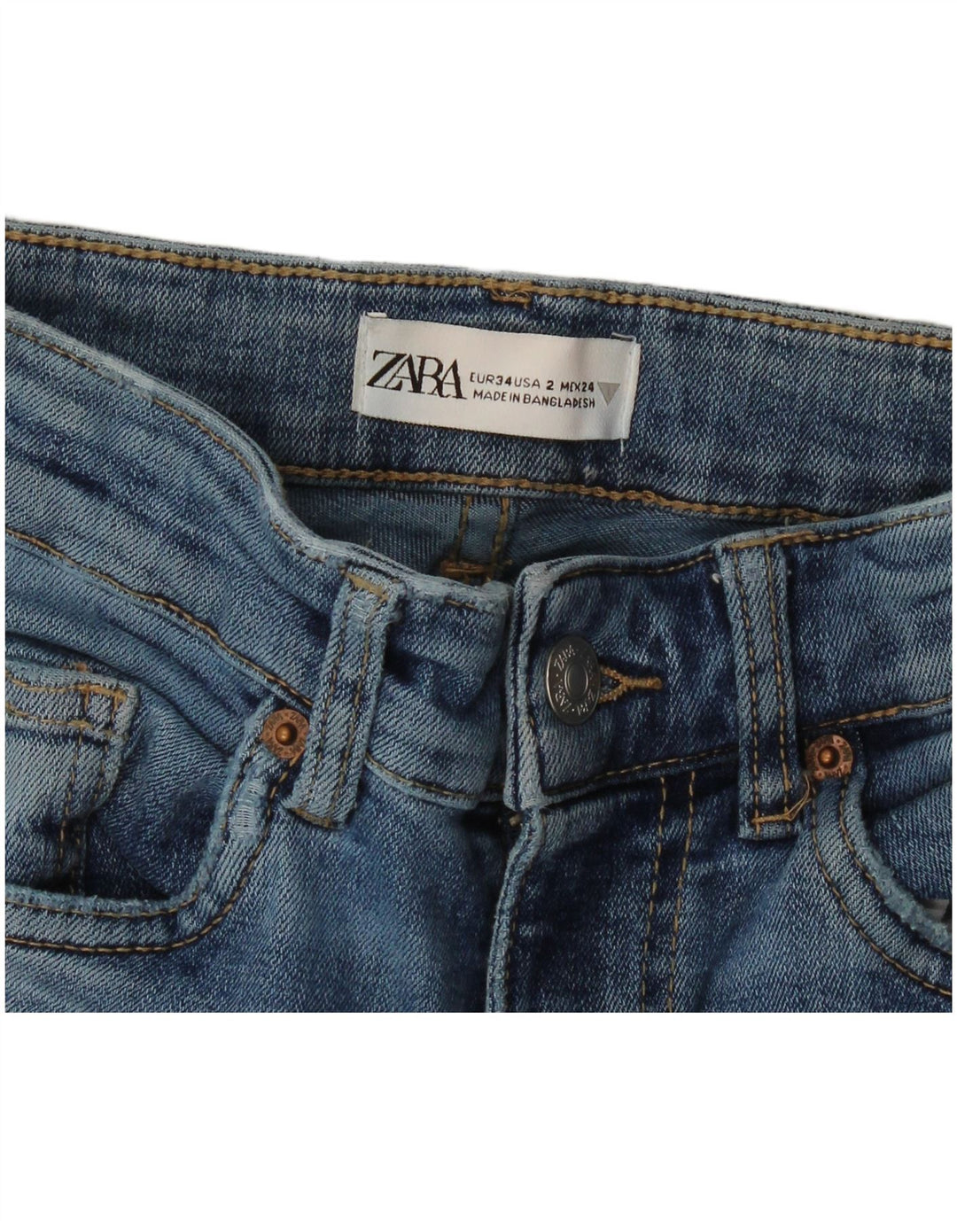 Zara Vaqueros Acampanados Mujer EU 34 2XS W24 L31 Azul