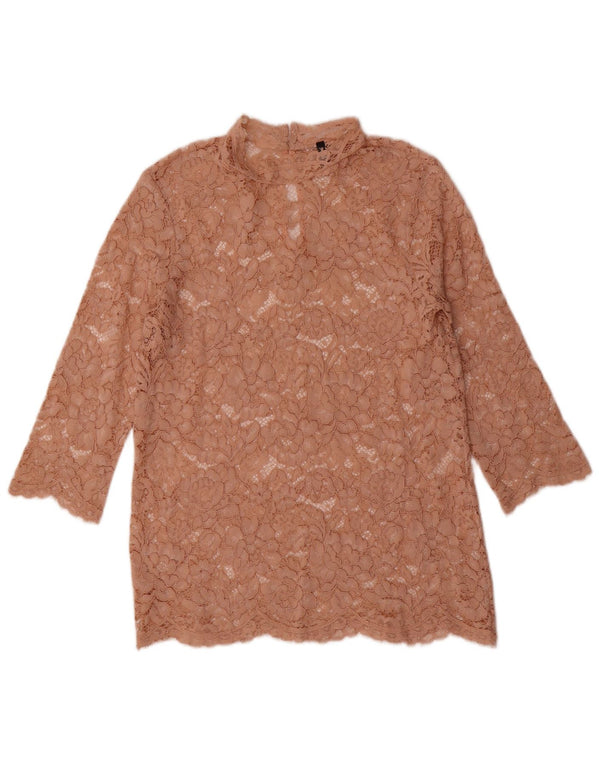 Benetton Blusa De Manga 3/4 Para Mujer UK 40 Small Beige Floral