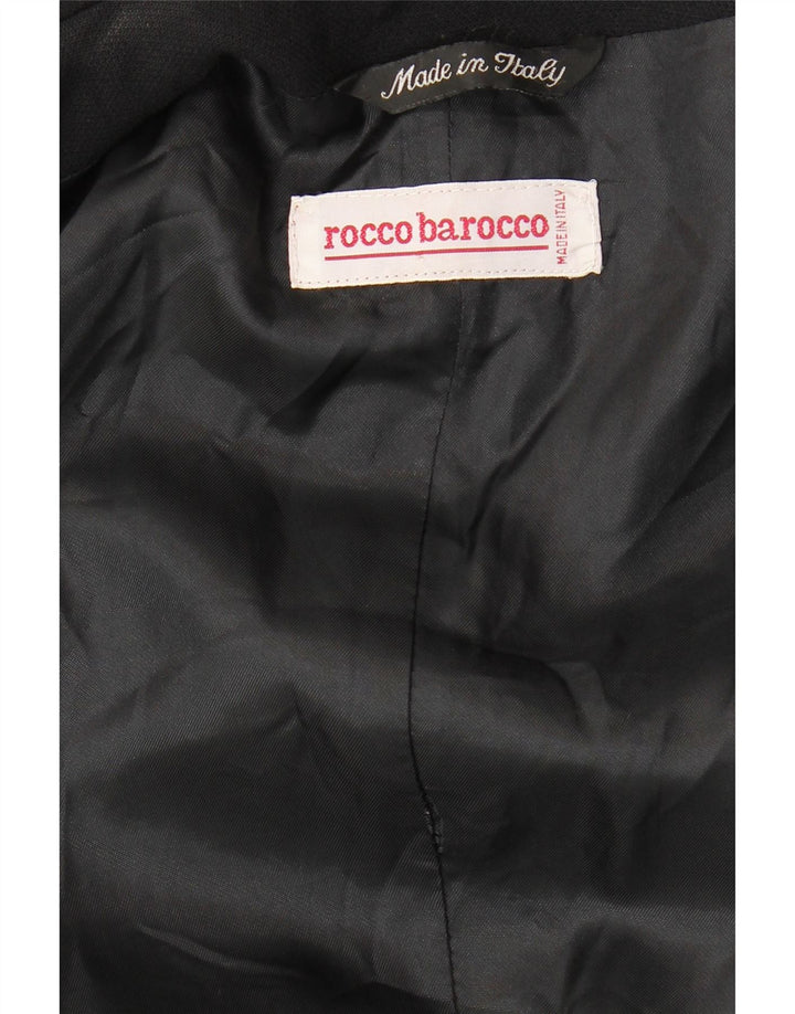 Roccobarocco Chaqueta tipo blazer larga con 3 botones para mujer UK 46 Grande Negro