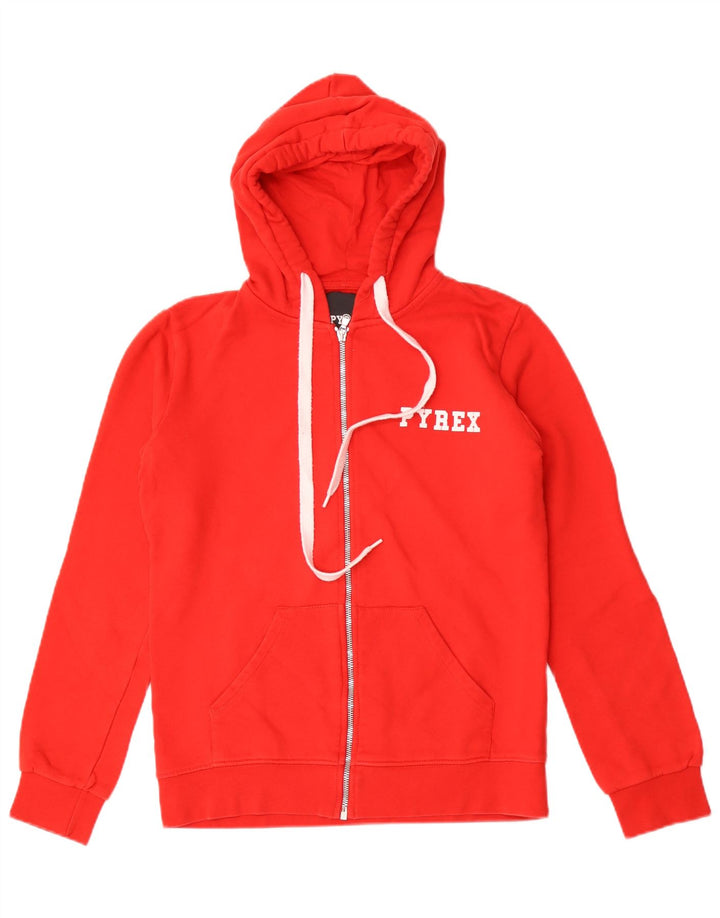 Pyrex Sudadera con capucha y cremallera gráfica para mujer Reino Unido 14 Algodón rojo mediano