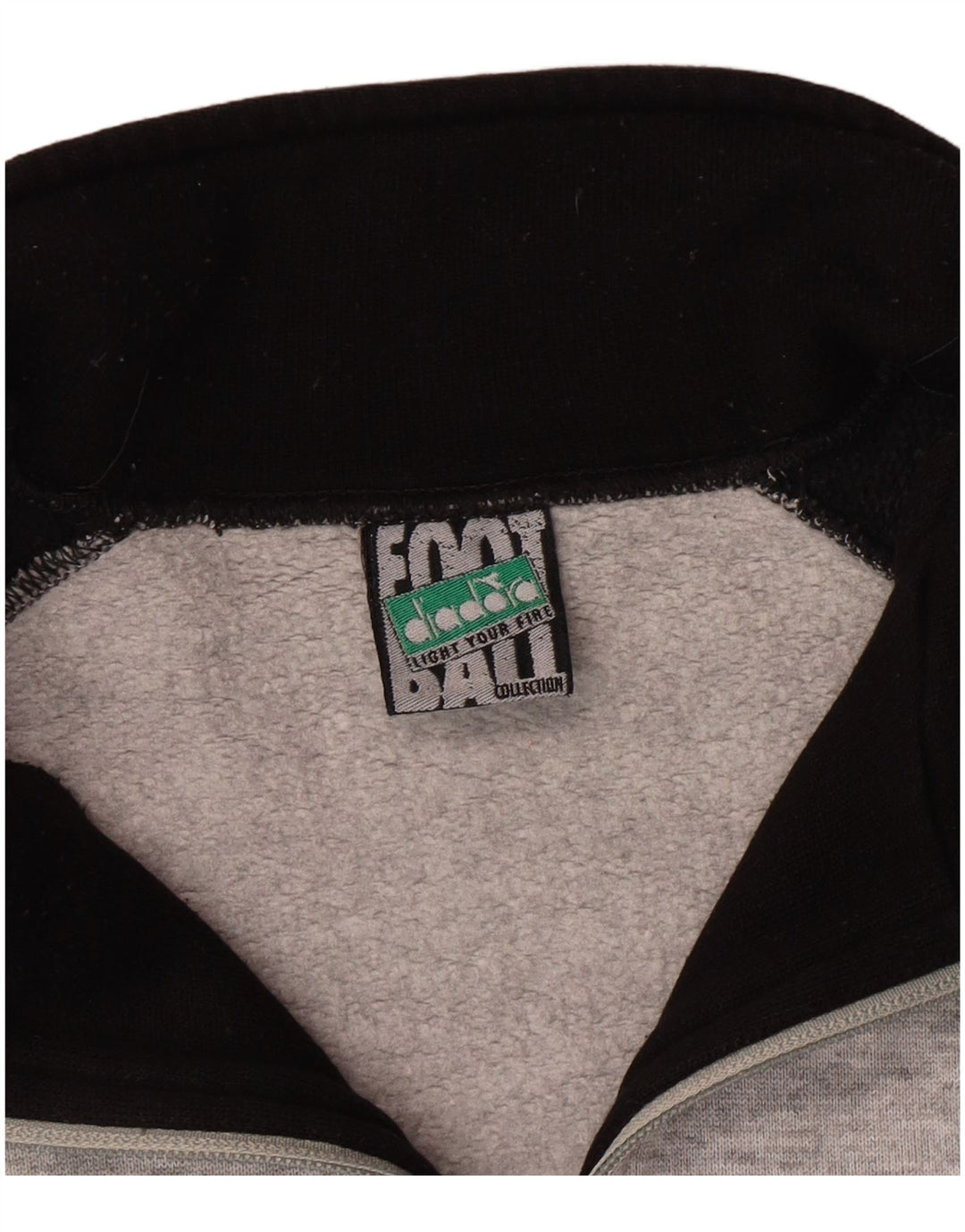 Diadora Hombre Sudadera Con Cremallera En El Cuello Jersey Grande De Algodón Color Block Gris