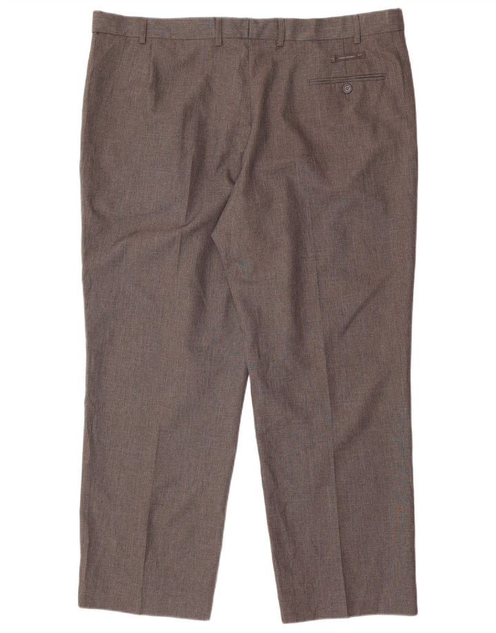 Marks & Spencer Pantalón de traje de corte regular para hombre W42 L29 Poliéster gris