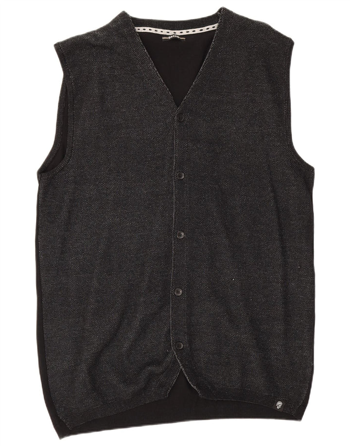 Datch Suéter tipo cárdigan sin mangas para hombre 3XL Viscosa negra