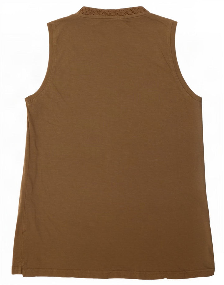 Weird Fish Camiseta sin mangas para mujer UK 14 Medium Khaki Cotton