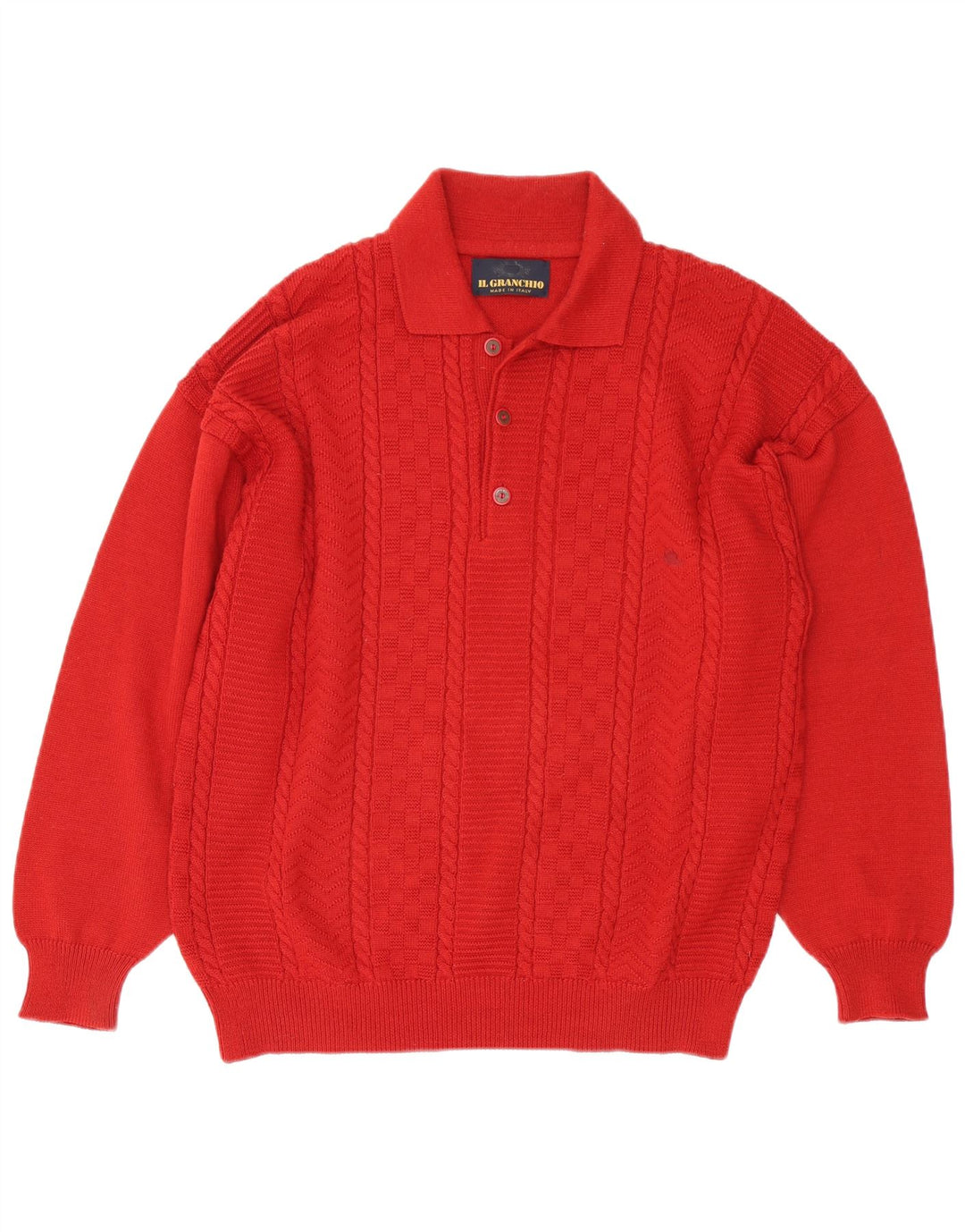 Il Granchio Hombre Polo Cuello Jersey Jersey Grande Lana Roja