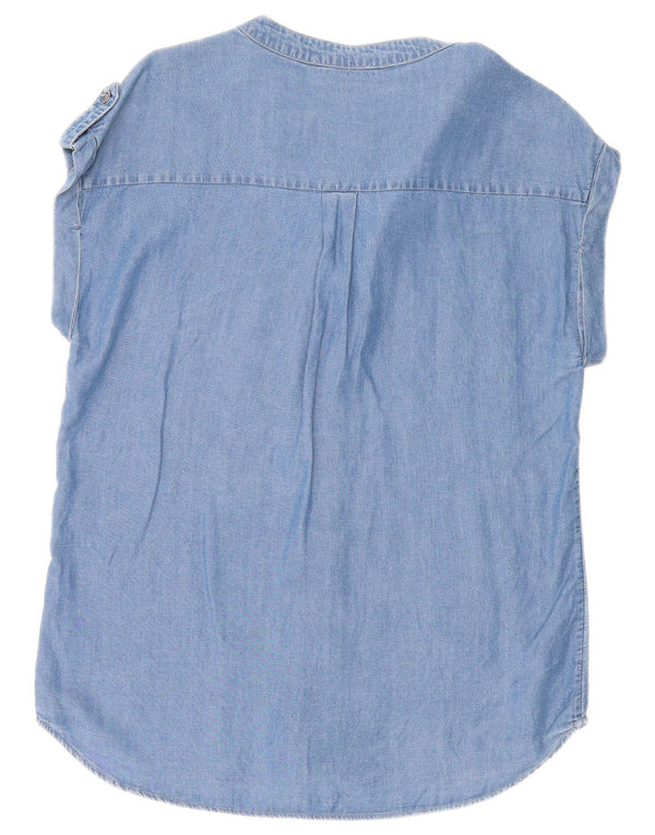 Camisa vaquera extragrande militar de manga corta para mujer Oasis UK 10 Small Blue