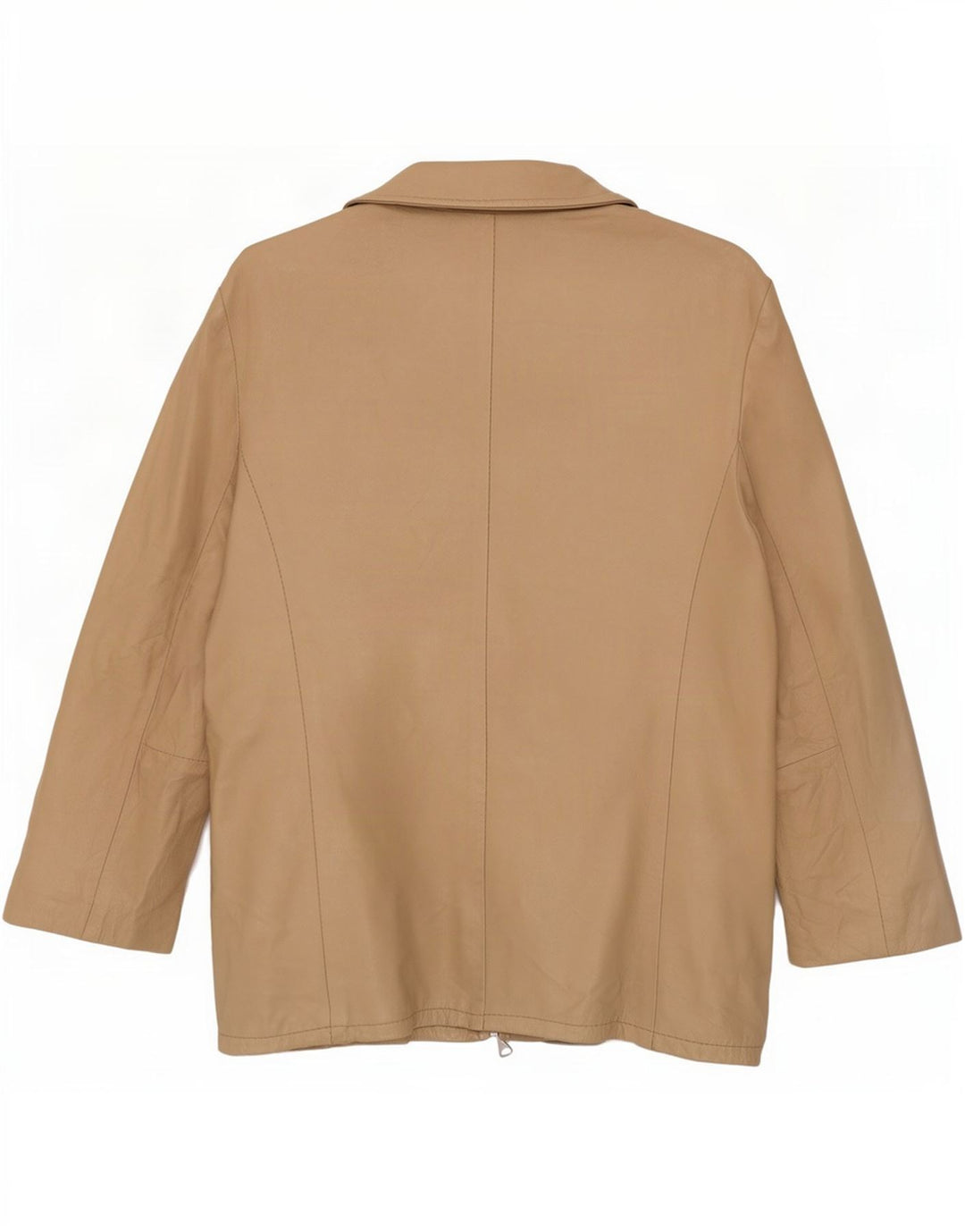 Vintage mujer oversize 3/4 manga chaqueta de cuero Reino Unido 6 XS Beige