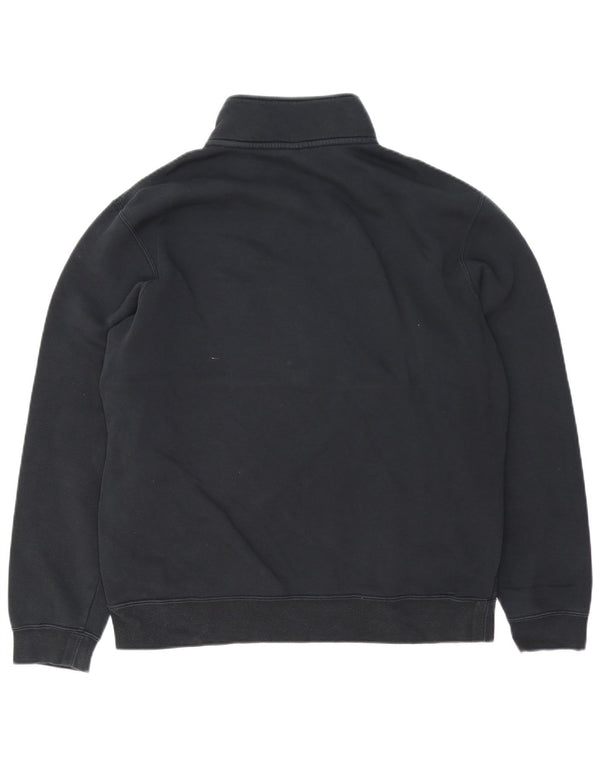 NIKE Hombre Zip Neck Sudadera Jumper Large Negro Algodón