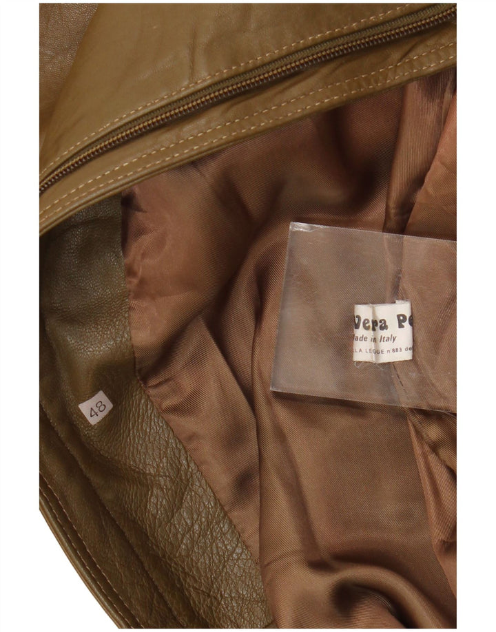 Chaqueta de cuero vintage para hombre IT 48 cuero verde medio