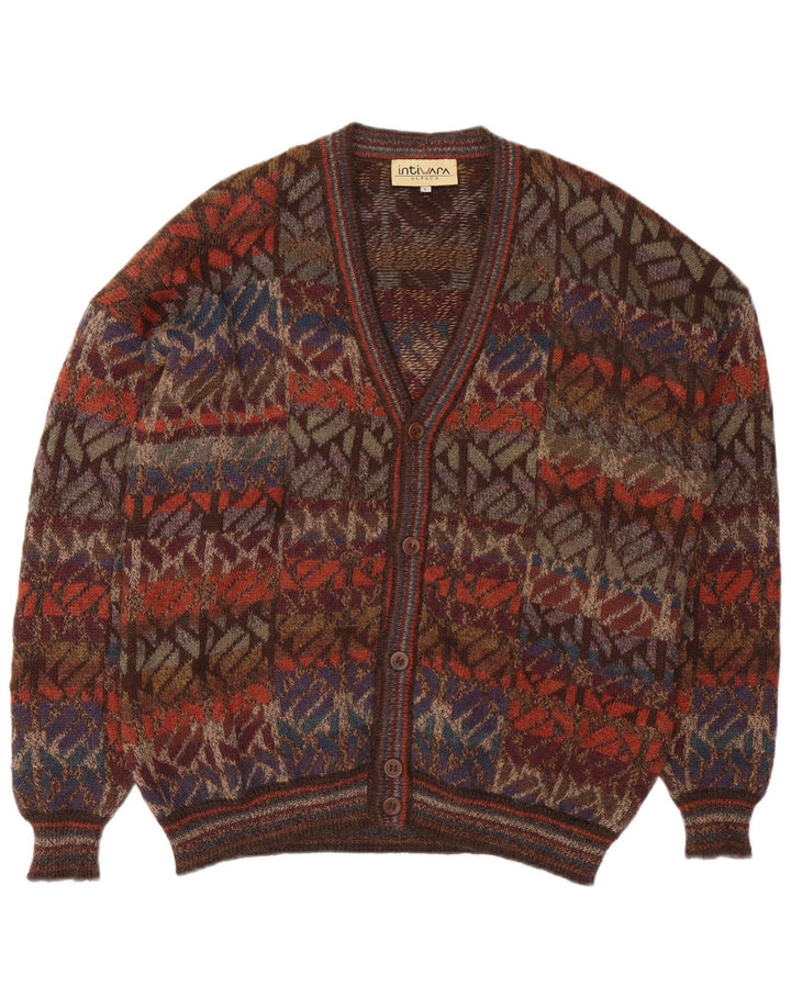 Intiwara Cárdigan para hombre suéter grande de lana de alpaca geométrico multicolor