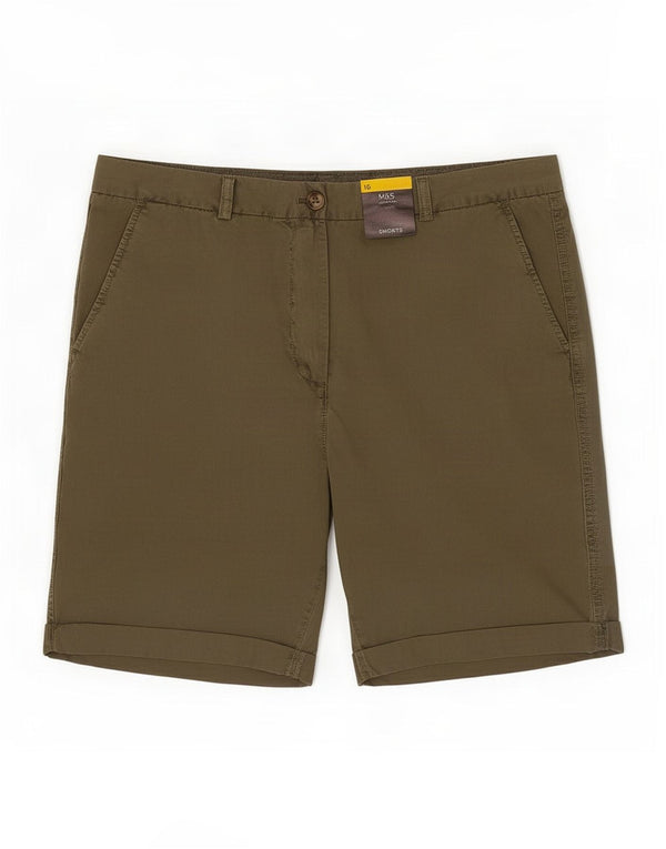 Marks & Spencer Pantalones cortos chinos para mujer UK 16 Large W34 Algodón caqui