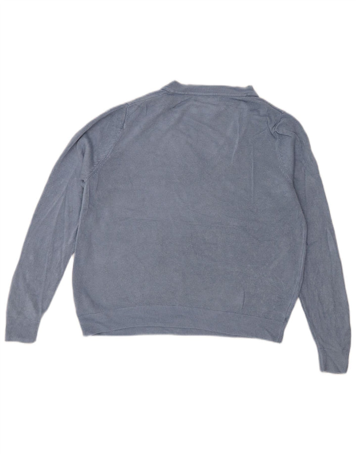 MARKS & SPENCER Suéter corto con cuello en V para mujer UK 44 Azul medio