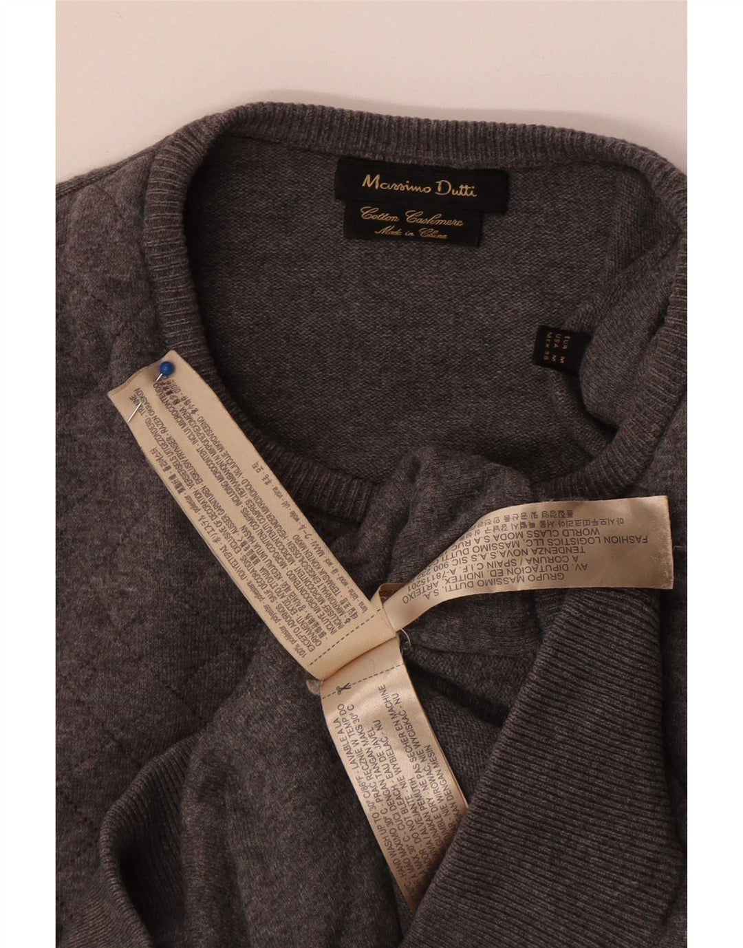 Massimo Dutti Jersey de Cuello Redondo para Mujer UK 44 Poliéster Gris Medio