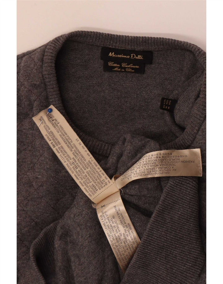 Massimo Dutti Jersey de Cuello Redondo para Mujer UK 44 Poliéster Gris Medio