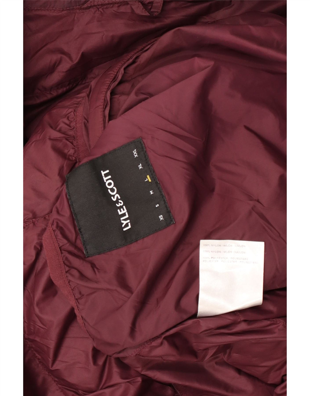 Lyle & Scott Chaqueta acolchada con capucha para hombre UK 40 Large Granate Nylon