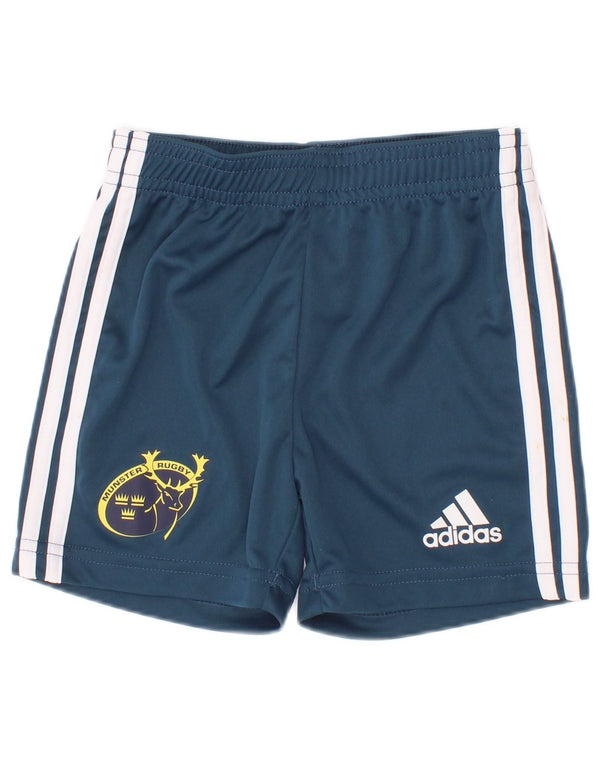 Adidas - Pantalones cortos deportivos para bebé niño Munster Rugby 6-9 meses, poliéster azul