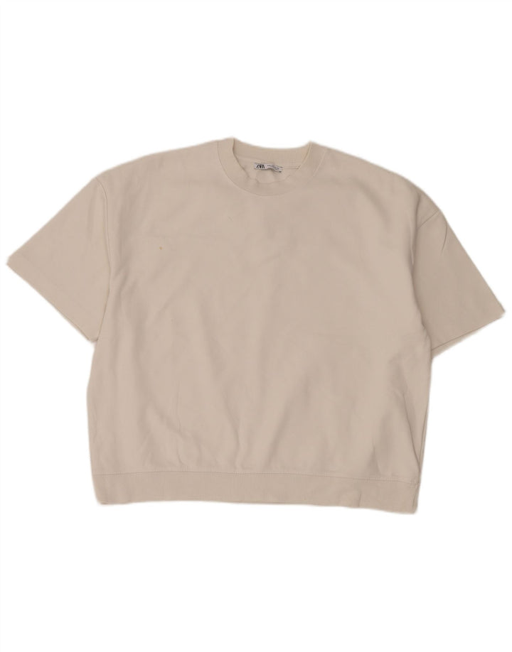 Zara Hombre Camiseta Oversize Top Medio Algodón Blanco