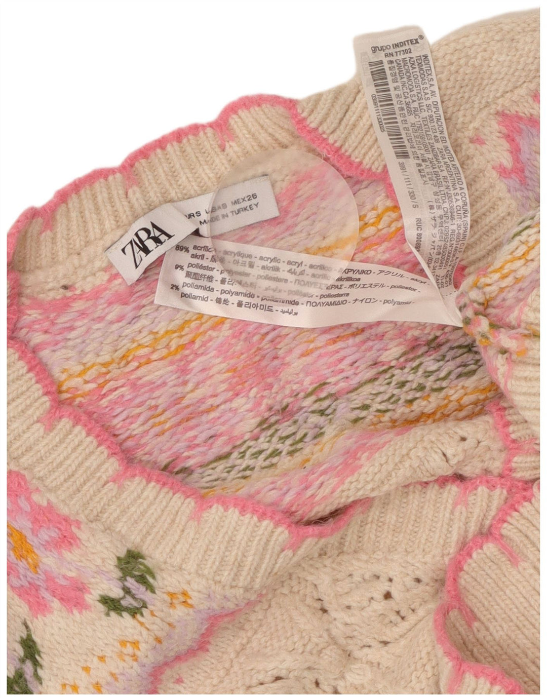ZARA Cárdigan corto de corte holgado para mujer, talla 40, talla pequeña, color rosa floral