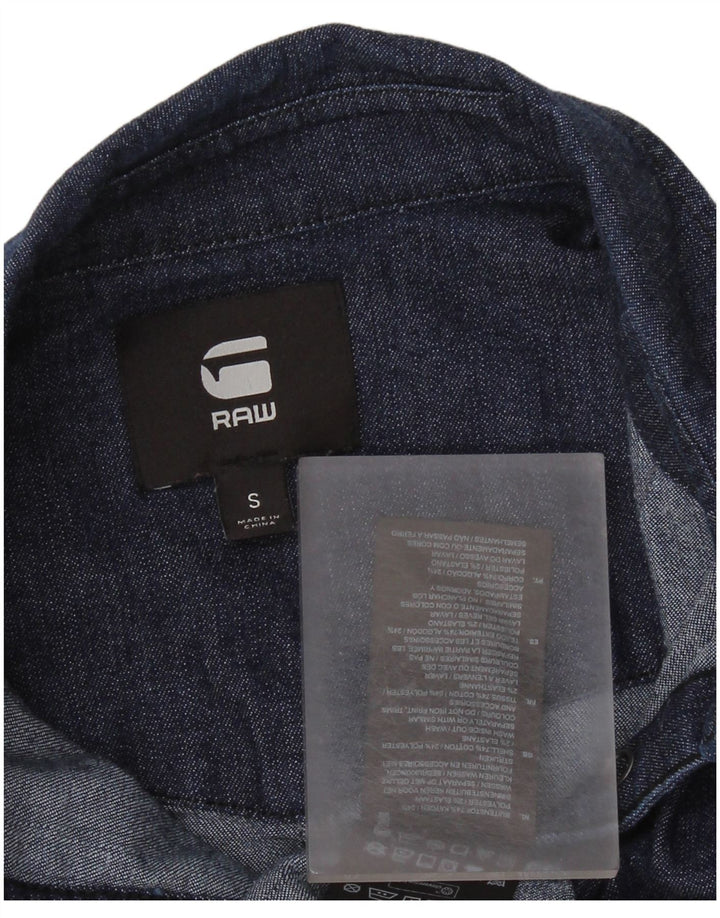 G-Star Blusa estilo camisa vaquera con volantes en la parte delantera para mujer UK 10 Small Azul marino Algodón