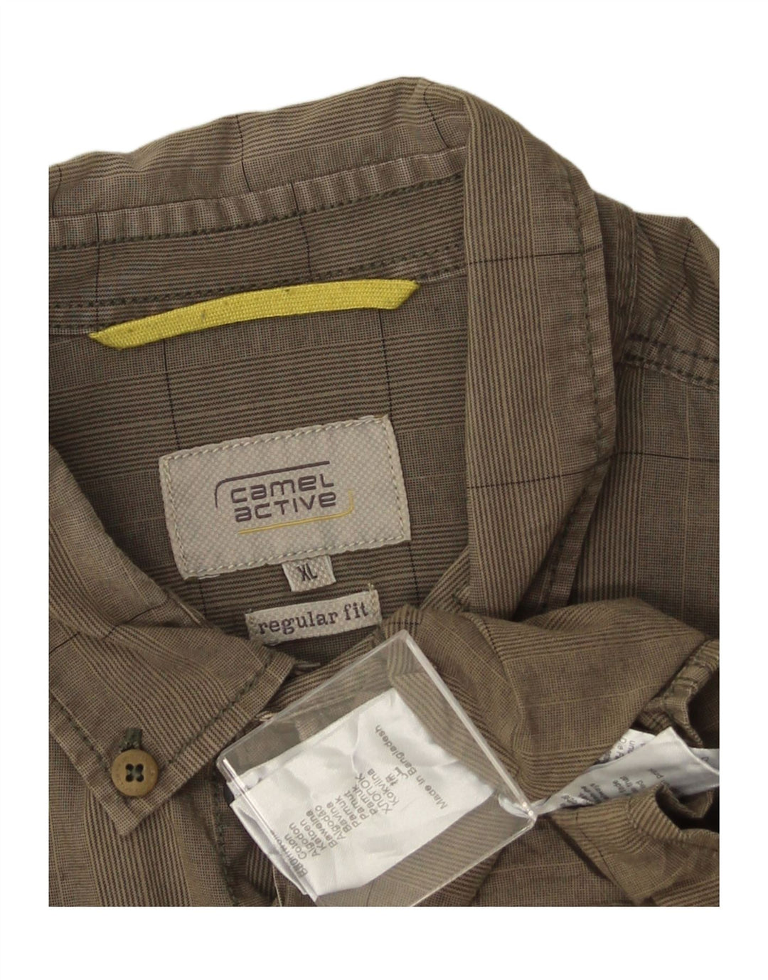 CAMEL ACTIVE Camisa Regular Fit Hombre XL Caqui Cuadros Algodón