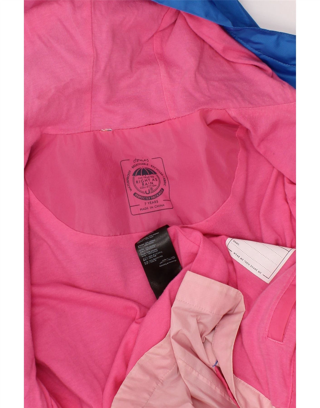 Joules Chubasquero con capucha para niña 6-7 años, multicolor