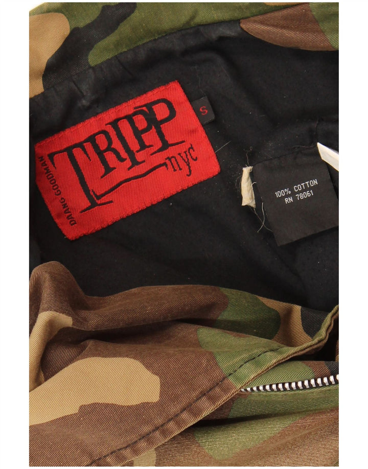 TRIPP NYC Chaqueta militar corta para mujer UK 10 Small Khaki Camuflaje Algodón