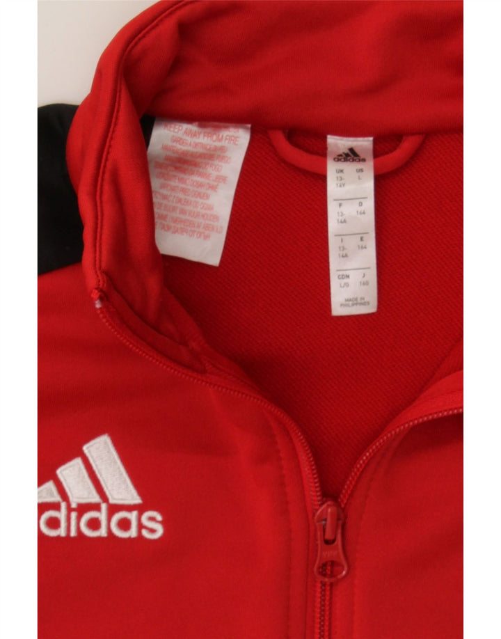 ADIDAS Boys Tracksuit Top Jacket 13-14 Years  Red Colourblock Polyester Vintage Adidas and Second-Hand Adidas from Messina Hembry 