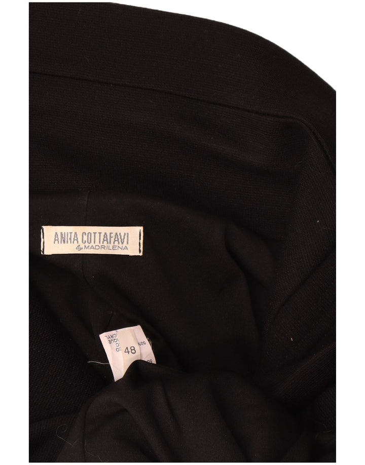 Vintage mujer 1 botón Blazer chaqueta IT 48 XL lana negra