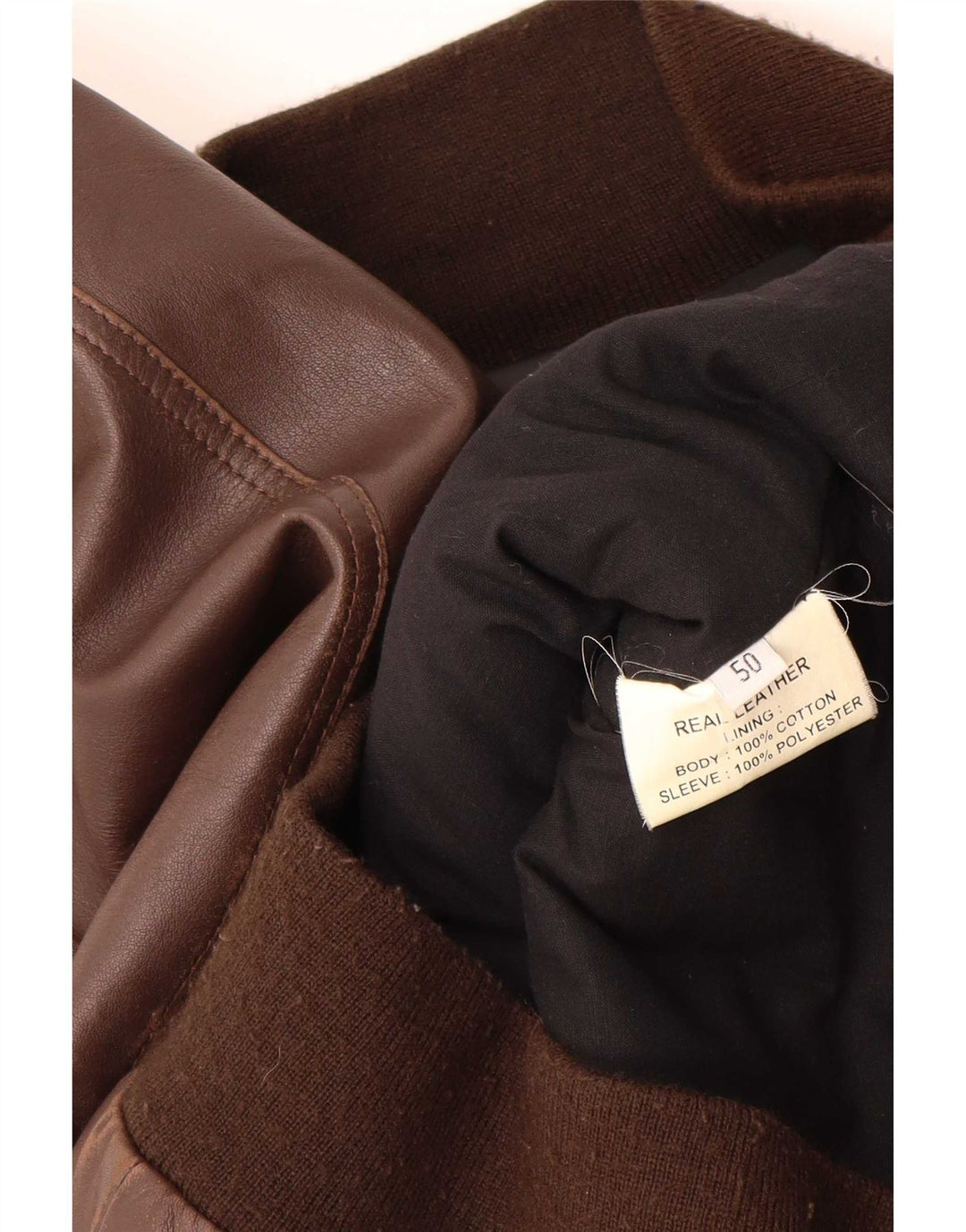 Vintage hombres chaqueta de cuero militar IT 50 cuero marrón grande