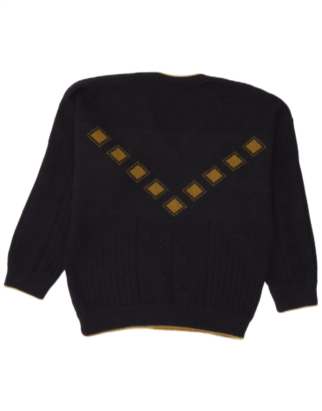 Cabrini Jersey con cuello en V para hombre, talla grande, lana azul marino Argyle/Diamond