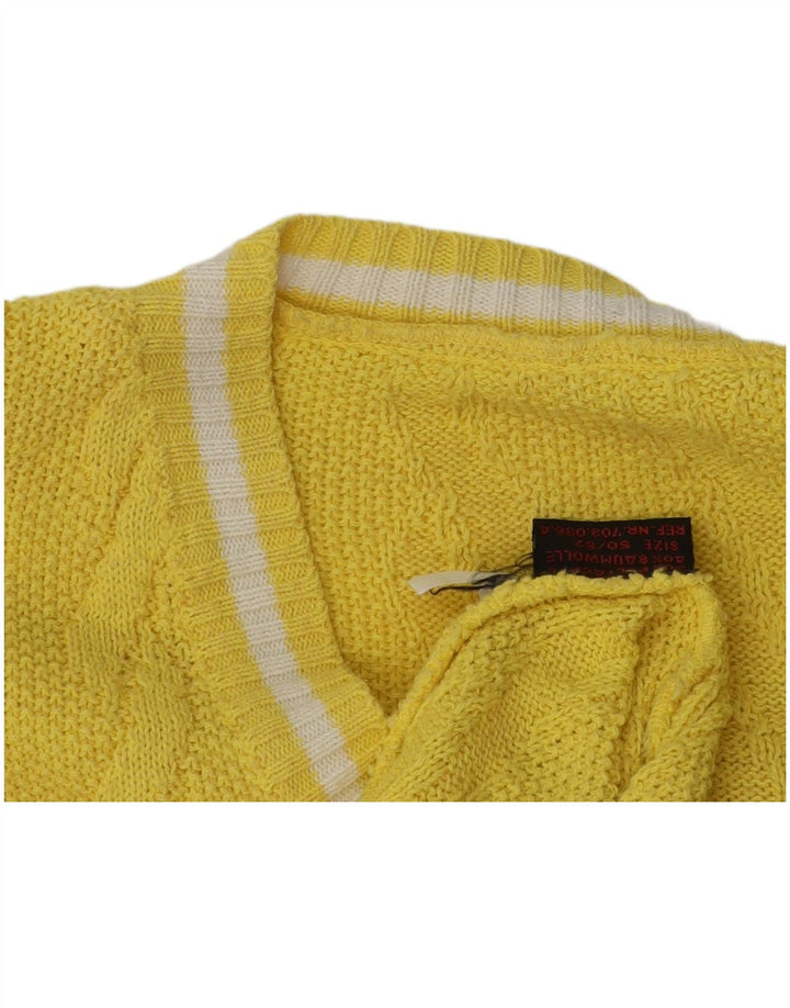 Vintage hombres V-cuello jumper suéter IT 50/52 poliacrílico amarillo medio