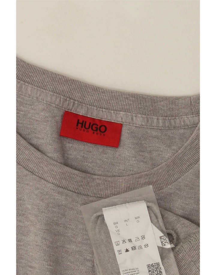 Hugo Boss Hombre Sudadera Gráfica Jumper Grande Algodón Gris