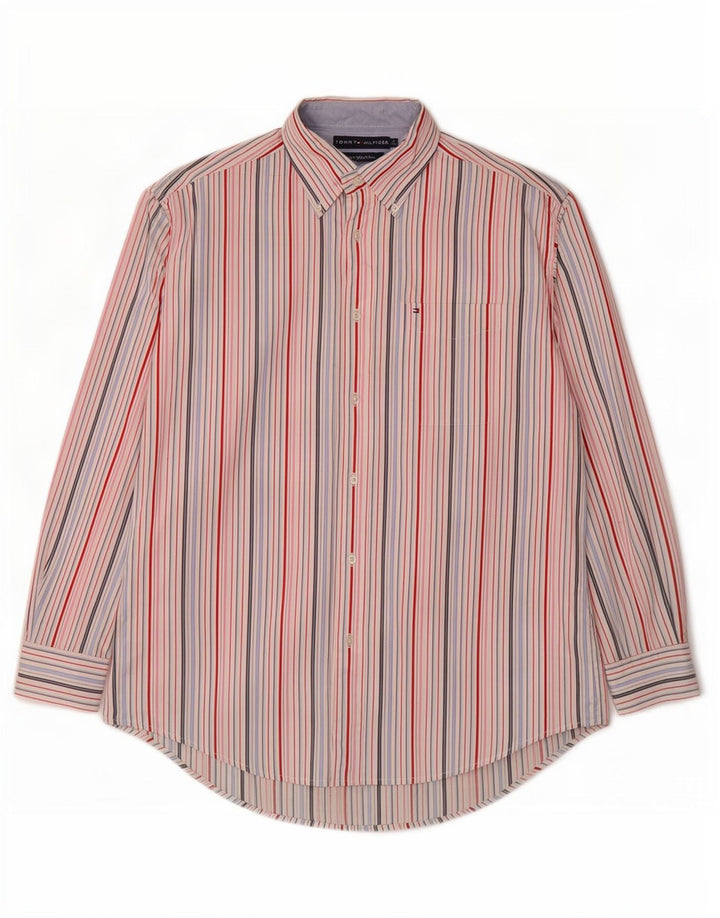Camisa Tommy Hilfiger Hombre Mediana Algodón Rayas Multicolor Años 80