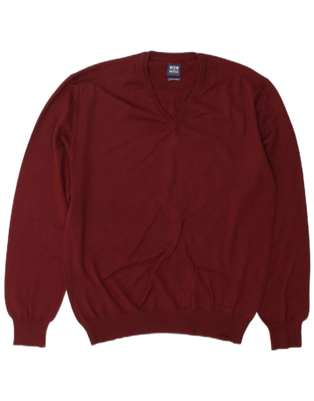 Boggi Jersey con Cuello en V para Hombre Large Borgoña