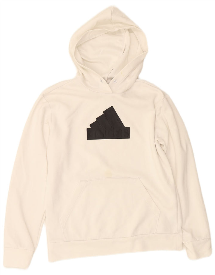 Adidas Sudadera con capucha gráfica para mujer UK 8/10 Small White Poliéster