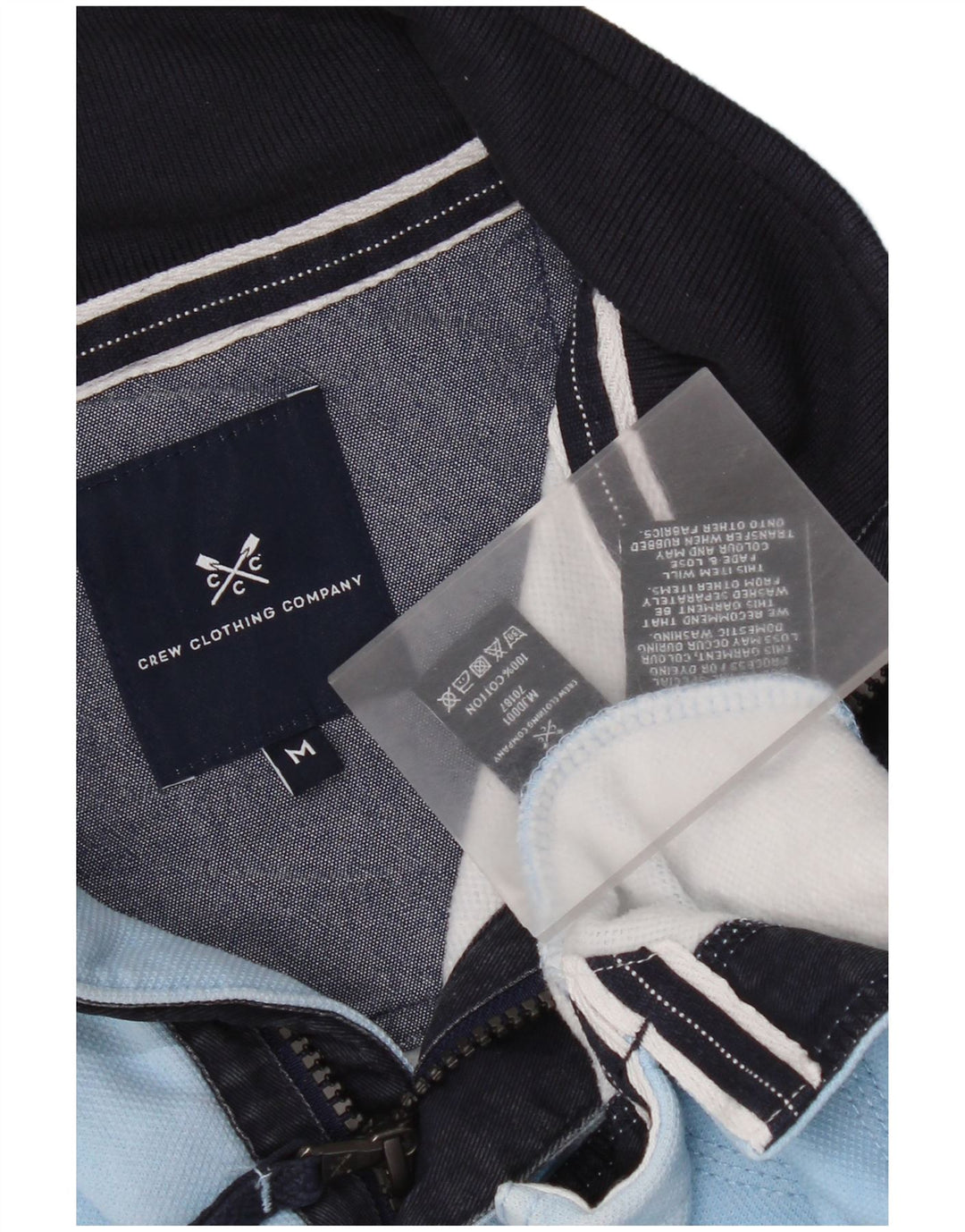Crew Clothing - Sudadera con cuello y cremallera para hombre, jersey de algodón azul medio