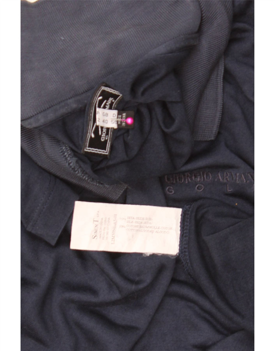 GIORGIO ARMANI Polo Hombre IT 50 Medio Seda Azul Marino