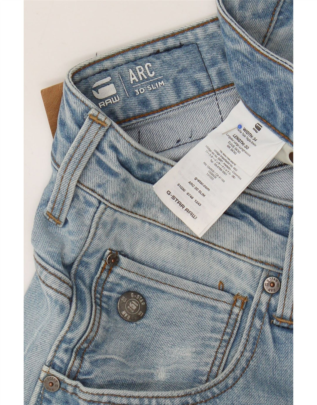 G-STAR Vaqueros ajustados tipo banana desgastados con arco 3D para hombre W34 L30 Algodón azul