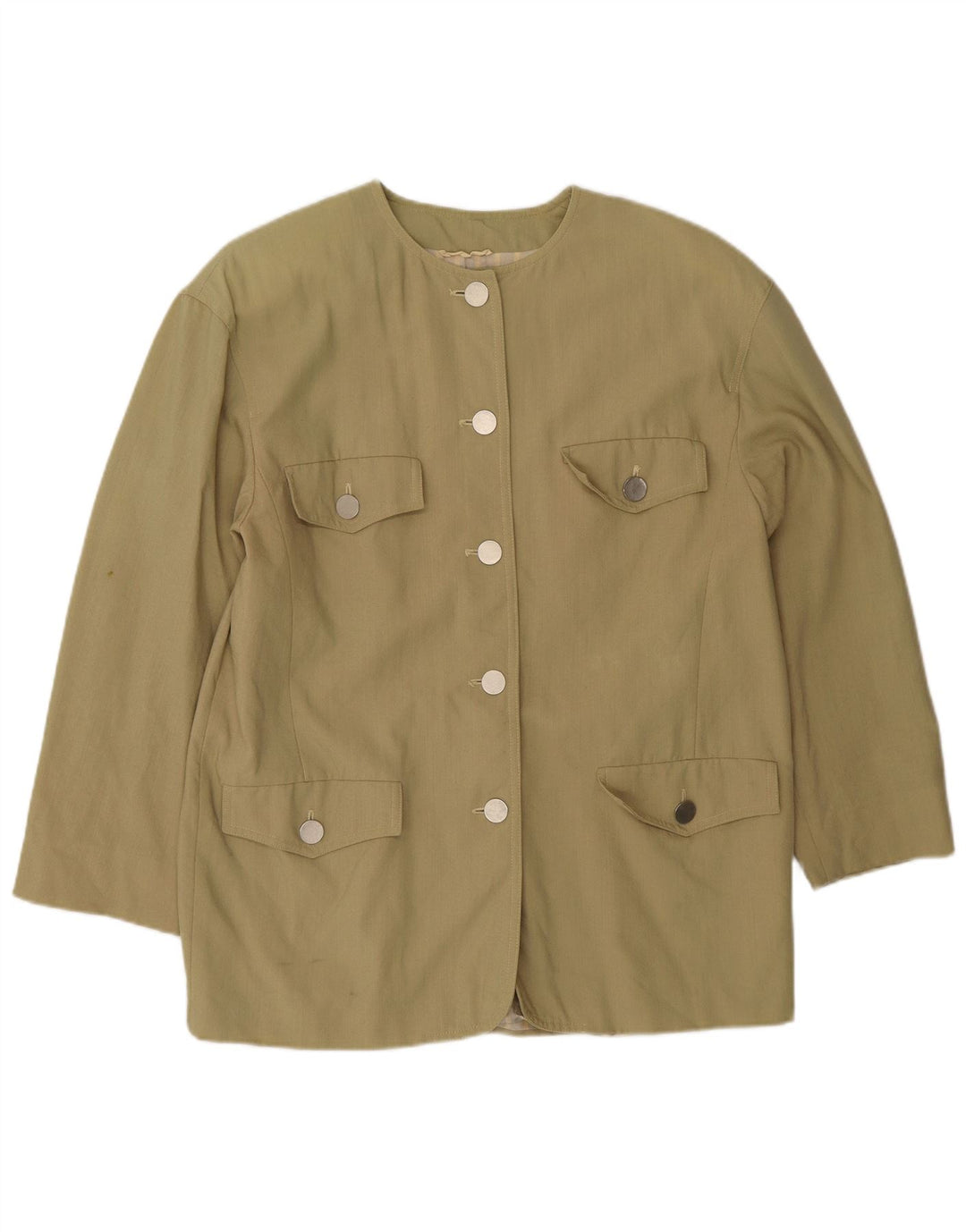 Marella Chaqueta tipo blazer extragrande con 5 botones para mujer UK 10 Small Khaki Wool