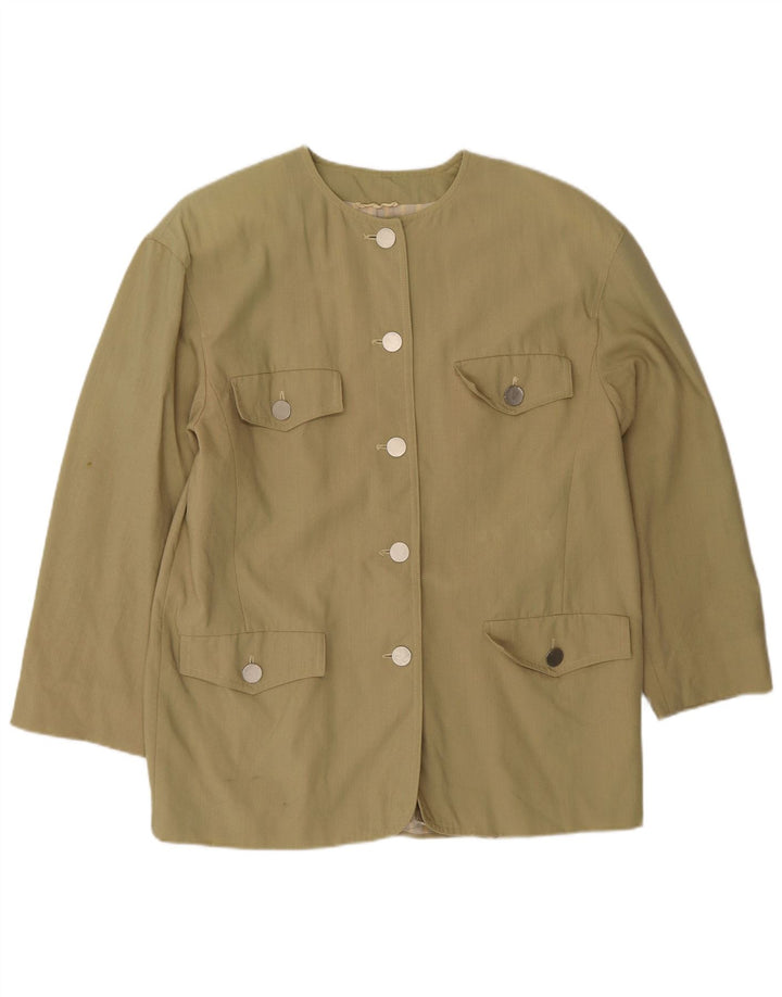 Marella Chaqueta tipo blazer extragrande con 5 botones para mujer UK 10 Small Khaki Wool