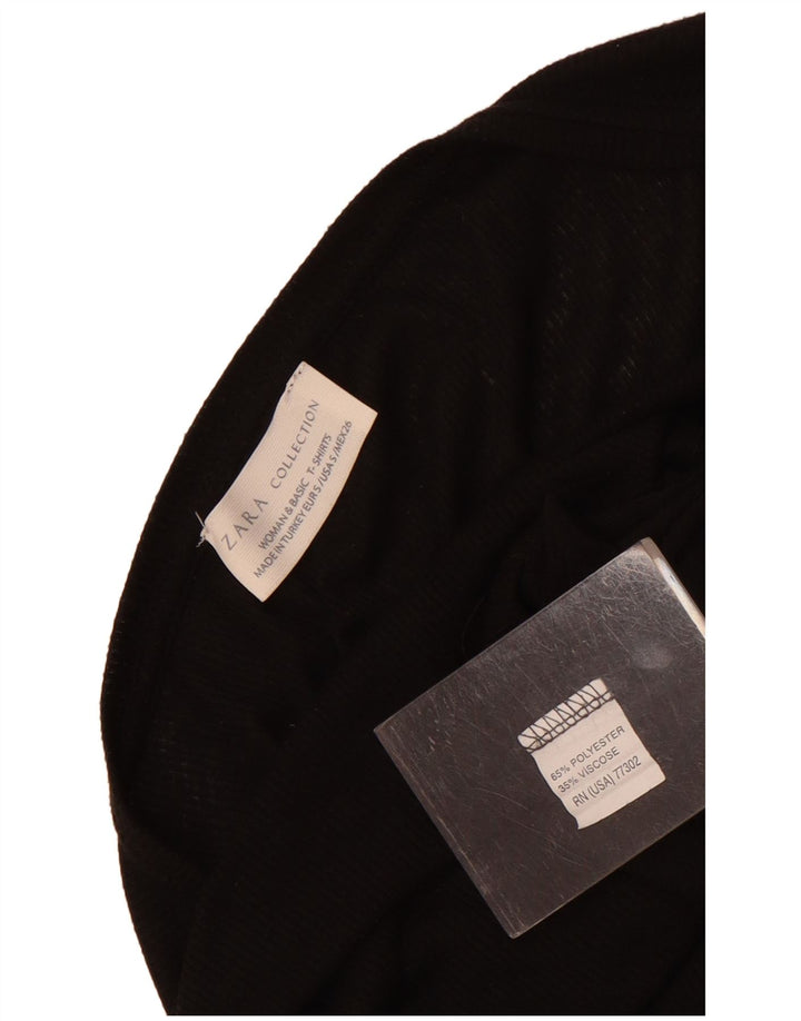 Zara Mujer Batwing Blusa Extragrande Top UK 10 Small Poliéster Negro