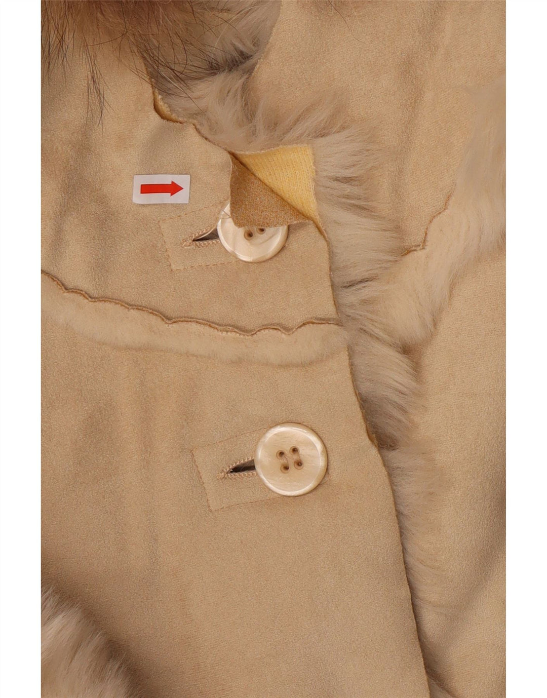 VINTAGE Abrigo Sherpa con capucha para mujer Reino Unido 14 Acrílico beige medio