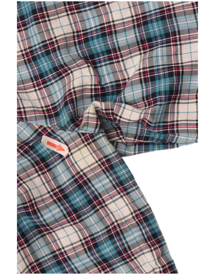 Tommy Hilfiger Blusa con volantes en la parte delantera para mujer US 6 Medium Blue Check