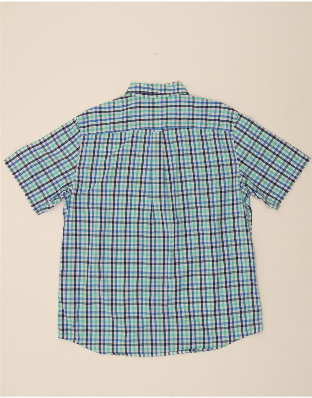 CHAPS Mens Easy Care Short Sleeve Shirt XL Blue Check Cotton Vintage Chaps and Second-Hand Chaps from Messina Hembry 