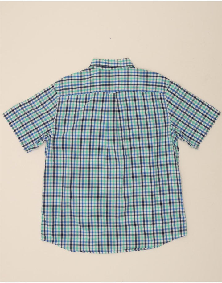 CHAPS Mens Easy Care Short Sleeve Shirt XL Blue Check Cotton Vintage Chaps and Second-Hand Chaps from Messina Hembry 