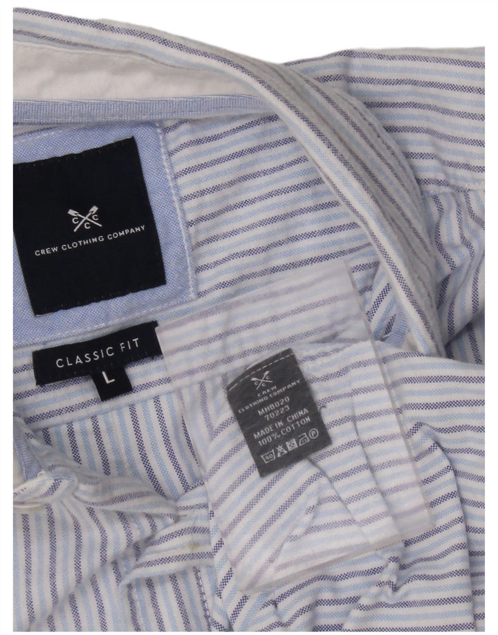 CREW CLOTHING Camisa de corte clásico para hombre de algodón a rayas azules grandes
